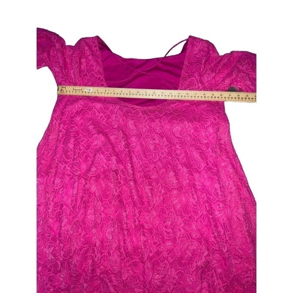 Badgley Mischka Lace Pattern Mini Dress Pink Size Large - Picture 6 of 13